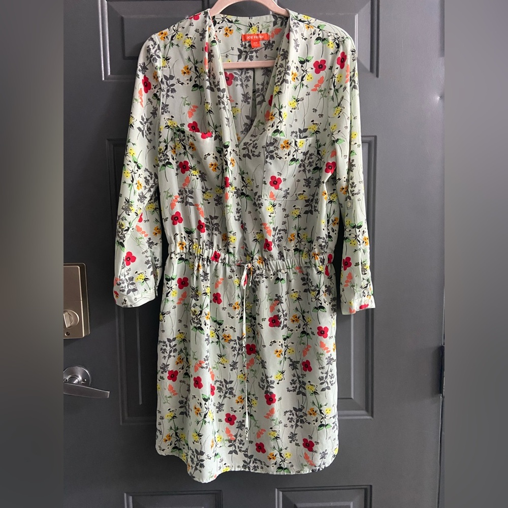 Joe Fresh Red and Green V-Neck Long Sleeve Sundress